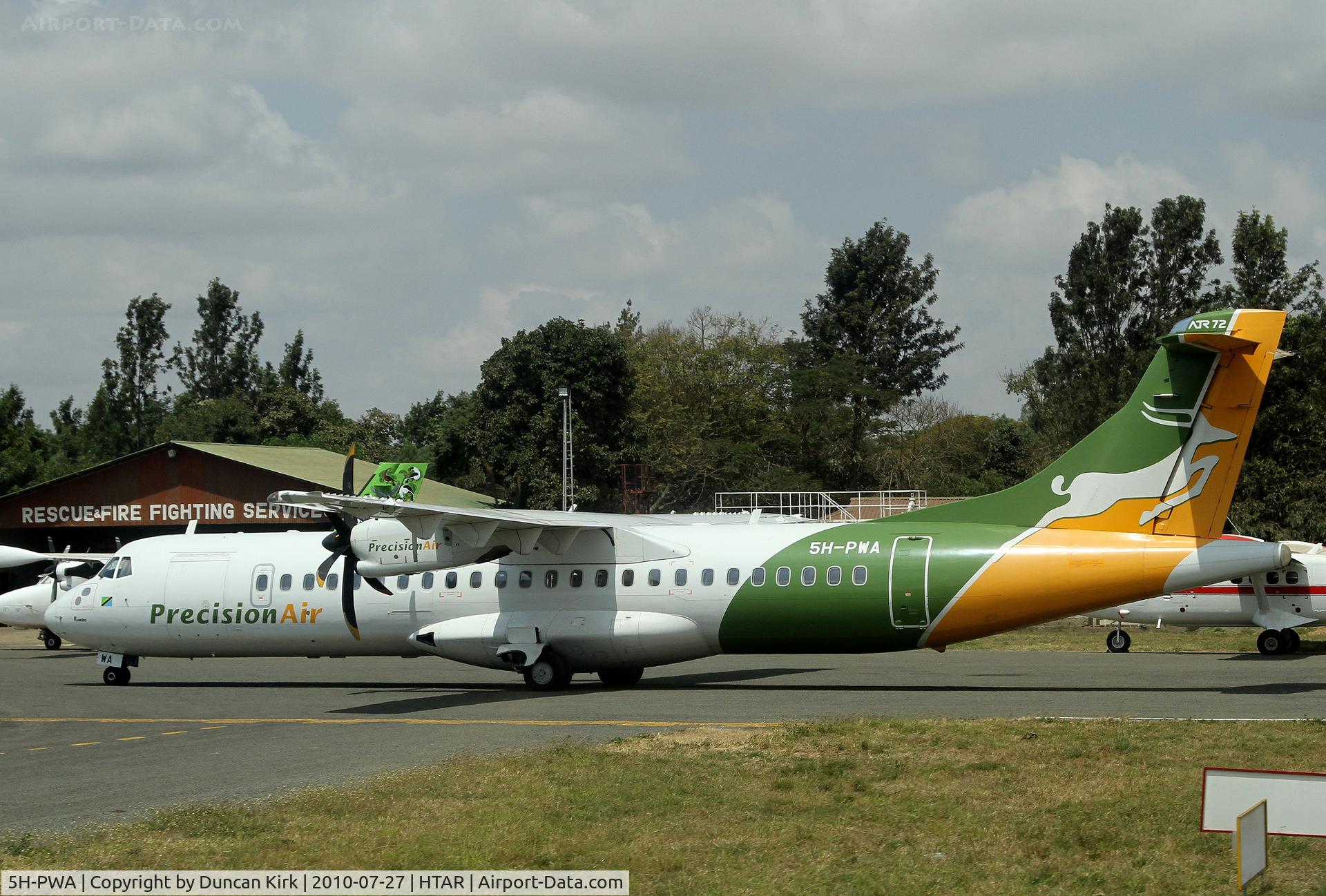 5H-PWA, 2008 ATR 72-212A C/N 780, Largest aircraft to land at Arusha