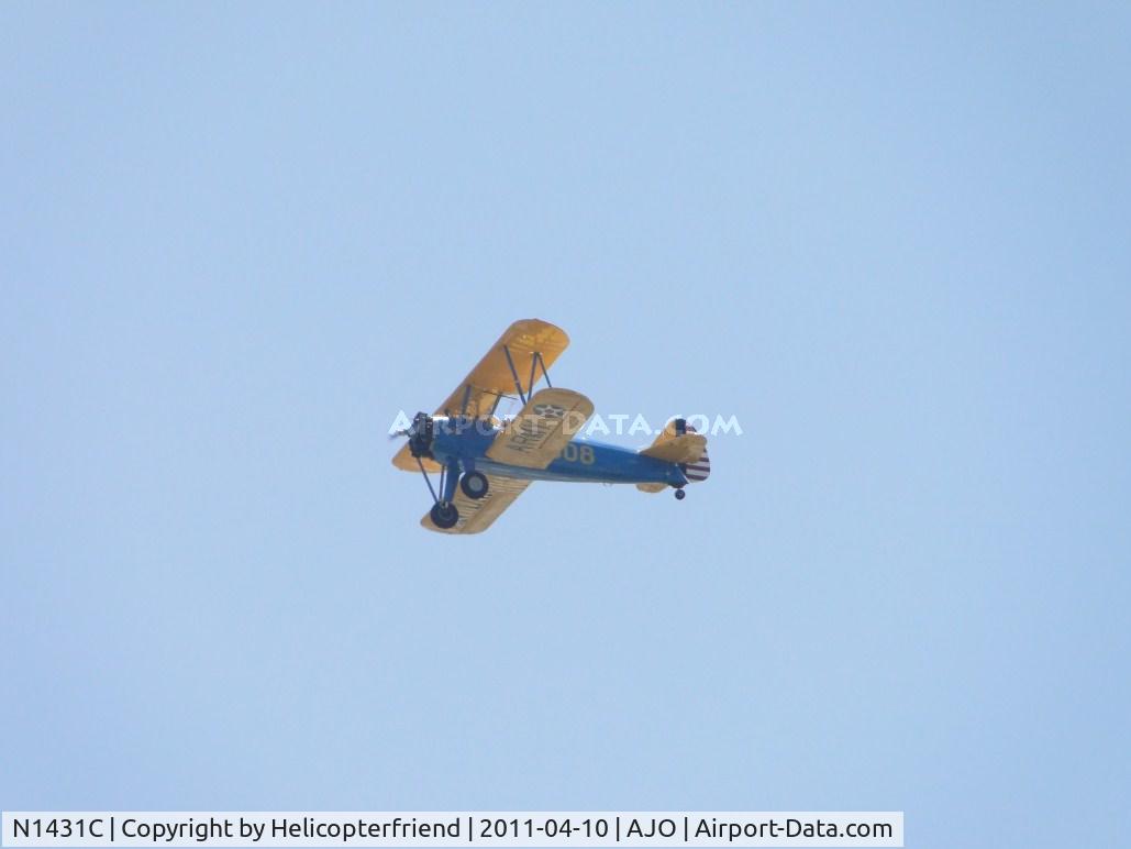 N1431C, 1941 Boeing A75N1(PT17) C/N 75-1702, On downwind leg, south of the runway
