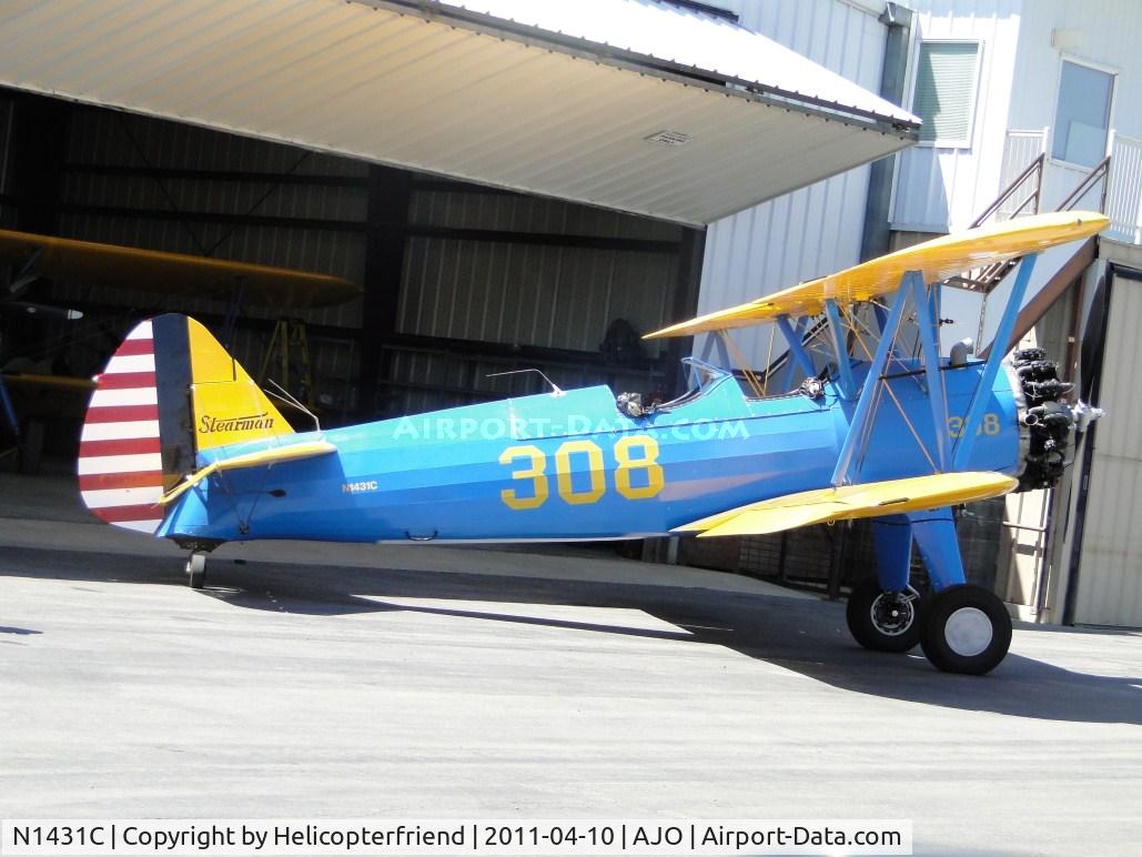 N1431C, 1941 Boeing A75N1(PT17) C/N 75-1702, Parked at hanger