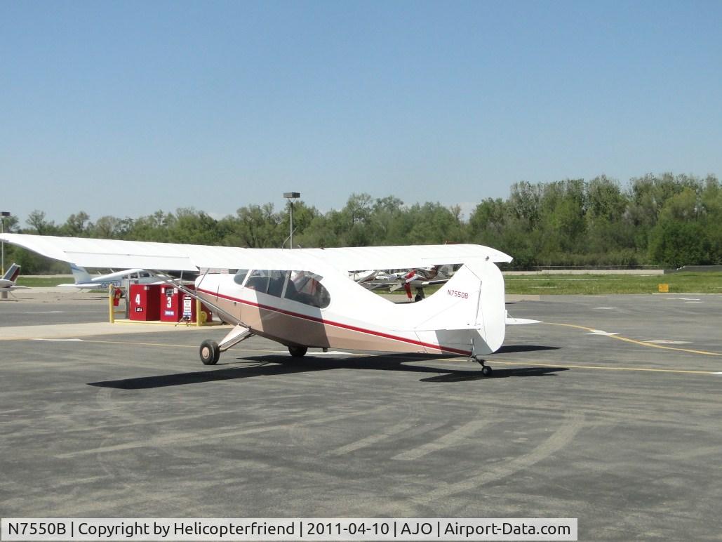 N7550B, 1957 Champion 7FC C/N 7FC-52, Taxiing past fuel pumps enroute back to hanger
