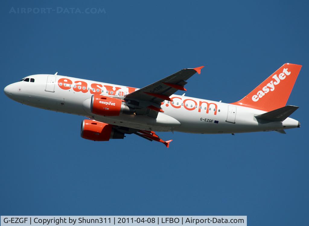 G-EZGF, 2011 Airbus A319-111 C/N 4635, Taking off rwy 32R