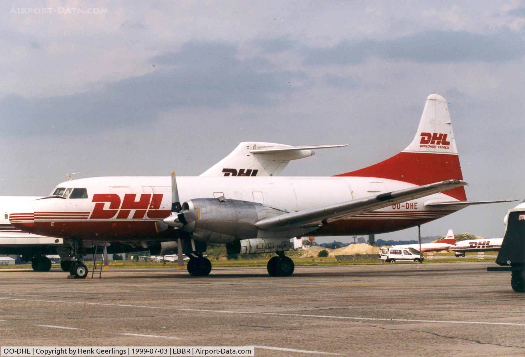 OO-DHE, 1953 Convair 580(F) C/N 052/080, DHL operated by European Air Transport , cvtd 340-31