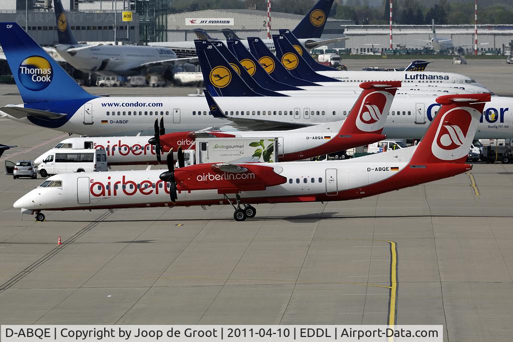 D-ABQE, 2009 De Havilland Canada DHC-8-402Q Dash 8 C/N 4239, Air Berlin on a crowded flightline.
