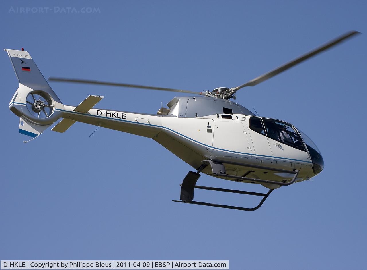 D-HKLE, 2000 Eurocopter EC-120B Colibri C/N 1107, New to the database. Superb bird, passing over the filed,  shortly before landing.