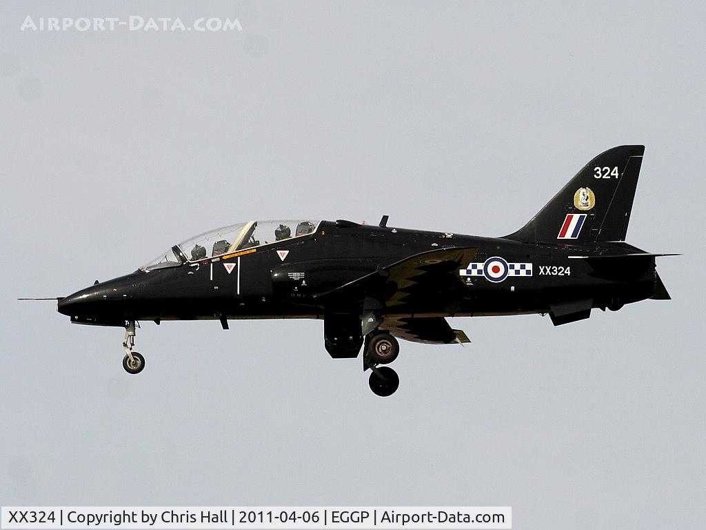 XX324, 1980 Hawker Siddeley Hawk T.1A C/N 168/312149, RAF Hawk from Valley performing a touch and go at Liverpool