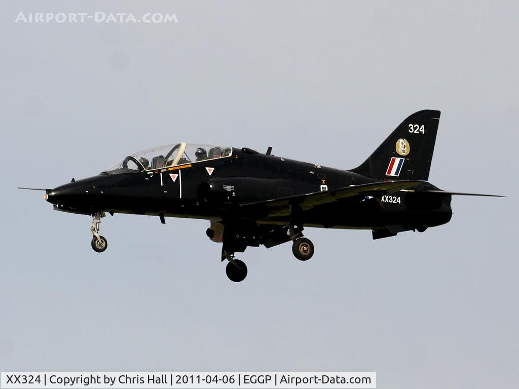 XX324, 1980 Hawker Siddeley Hawk T.1A C/N 168/312149, RAF Hawk from Valley performing a touch and go at Liverpool
