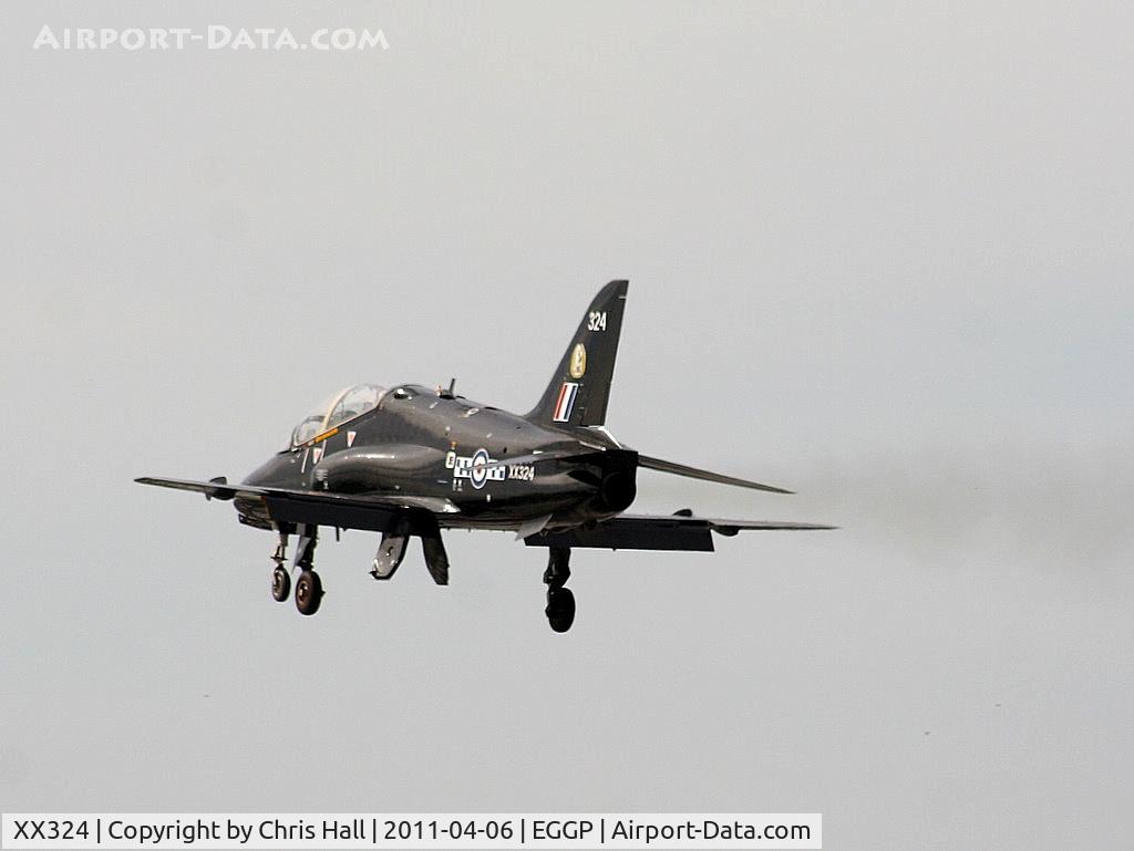XX324, 1980 Hawker Siddeley Hawk T.1A C/N 168/312149, RAF Hawk from Valley performing a touch and go at Liverpool