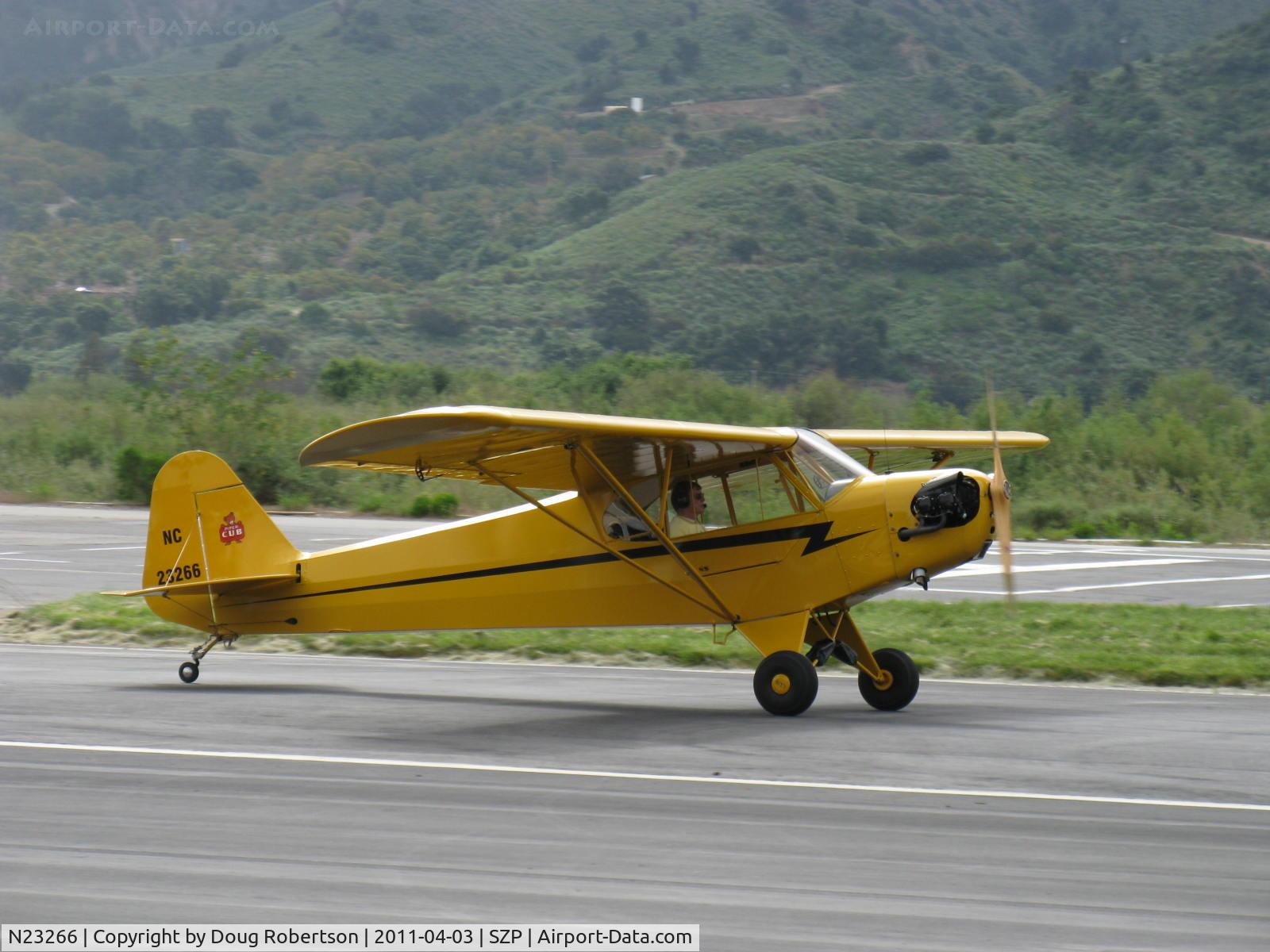 N23266, 1939 Piper J3C-65 Cub Cub C/N 3113, 1939 Piper J3C-65 CUB, Continental A&C65 65 Hp, landing roll Rwy 22