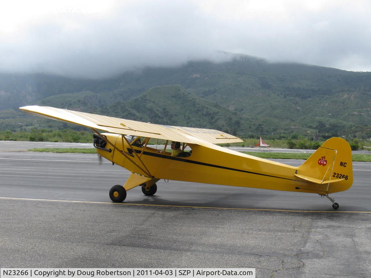 N23266, 1939 Piper J3C-65 Cub Cub C/N 3113, 1939 Piper J3C-65 CUB, Continental A&C65 65 Hp, taxi back