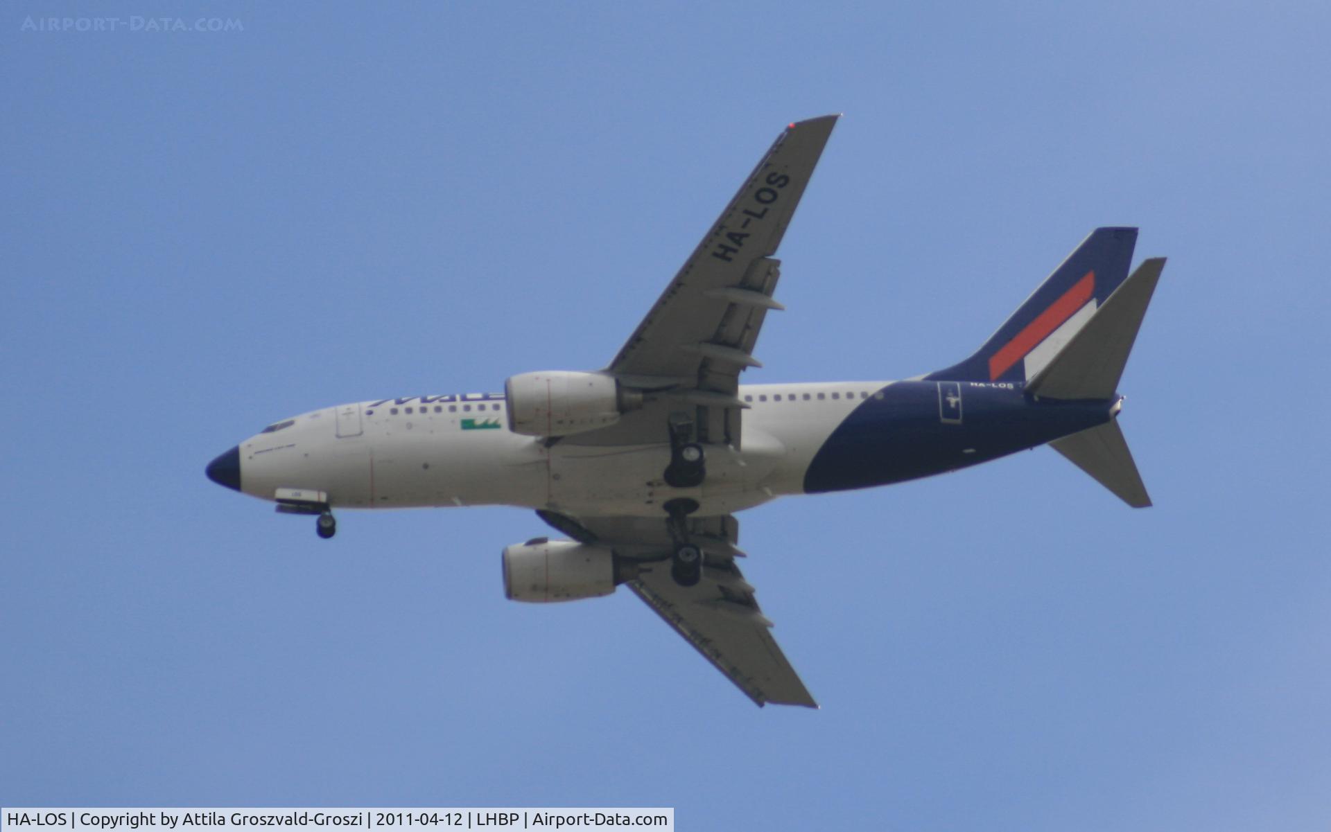 HA-LOS, 2005 Boeing 737-7Q8 C/N 29359, Getting off direction Budapest Ferihegy onto an International Airport, in Üllö city airspace.