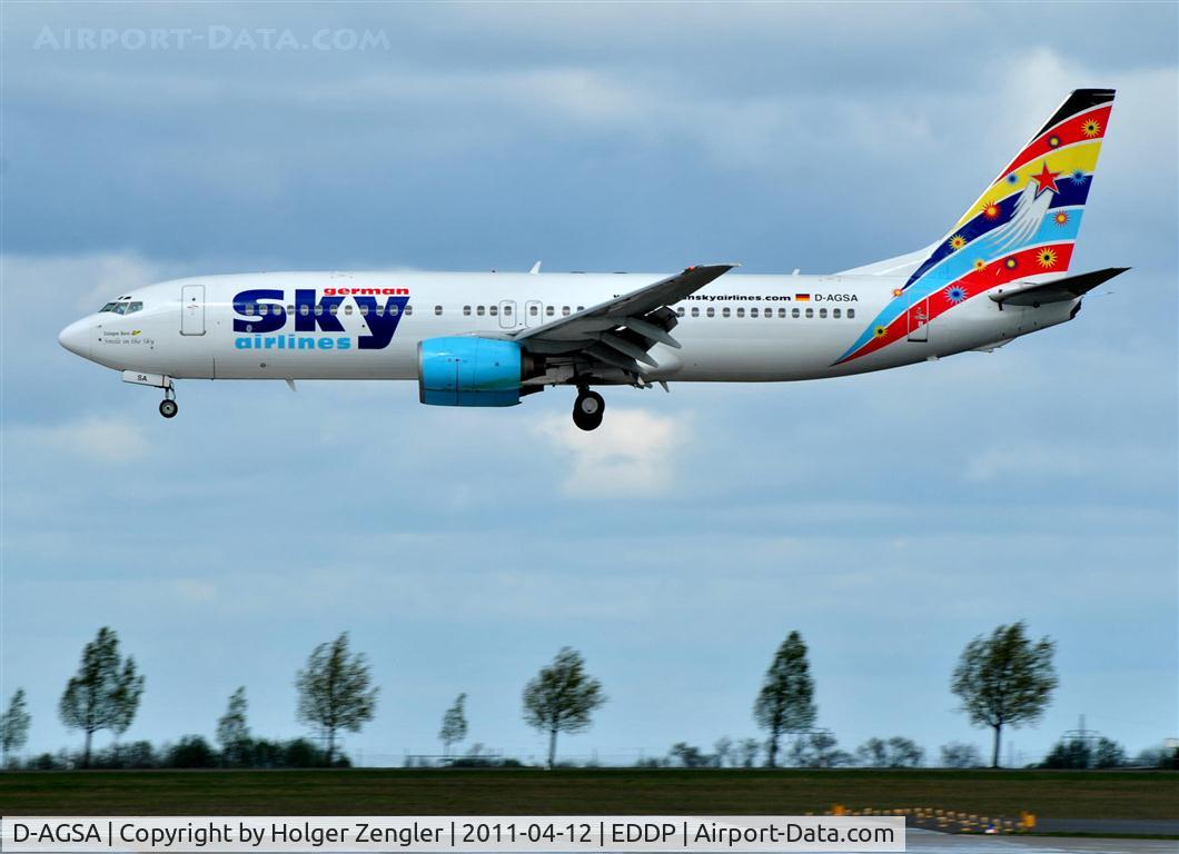 D-AGSA, 2000 Boeing 737-883 C/N 28323, Final approach on two six right after a ride from Antalya/Turkey.