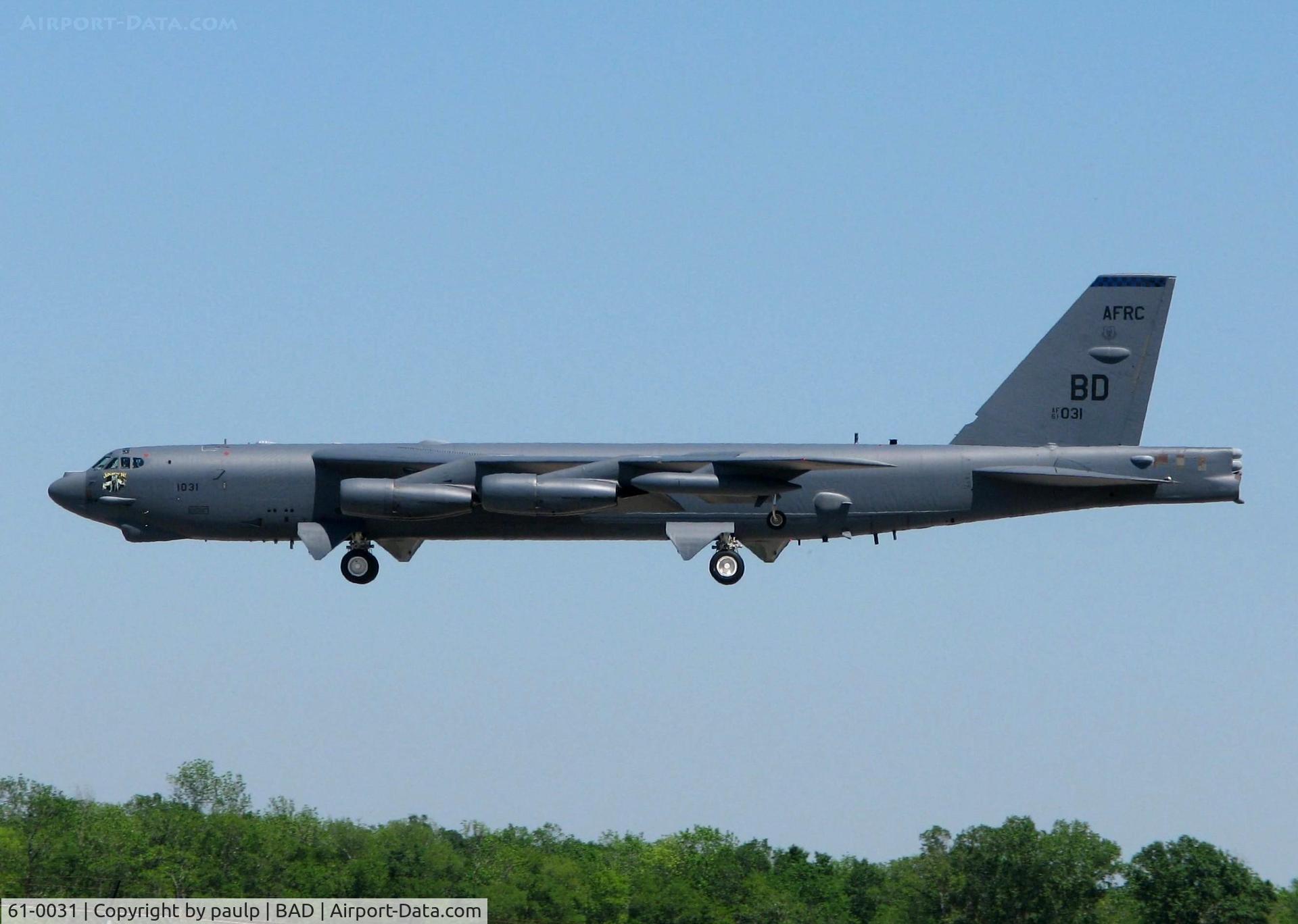 61-0031, 1961 Boeing B-52H Stratofortress C/N 464458, Touch and goes at Barksdale Air Force Base.