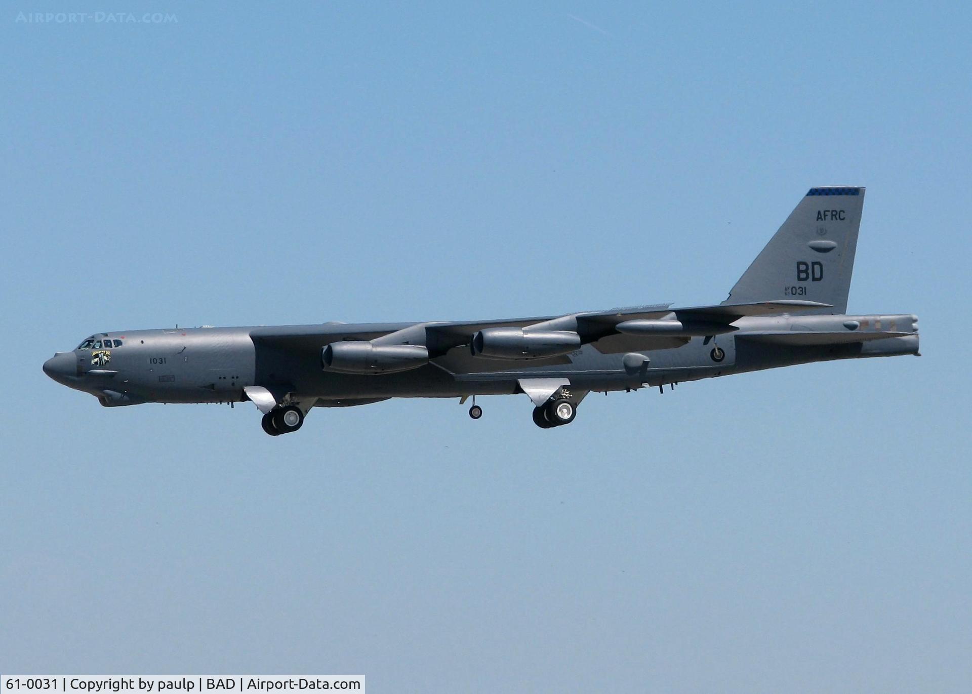 61-0031, 1961 Boeing B-52H Stratofortress C/N 464458, Touch and goes at Barksdale Air Force Base.