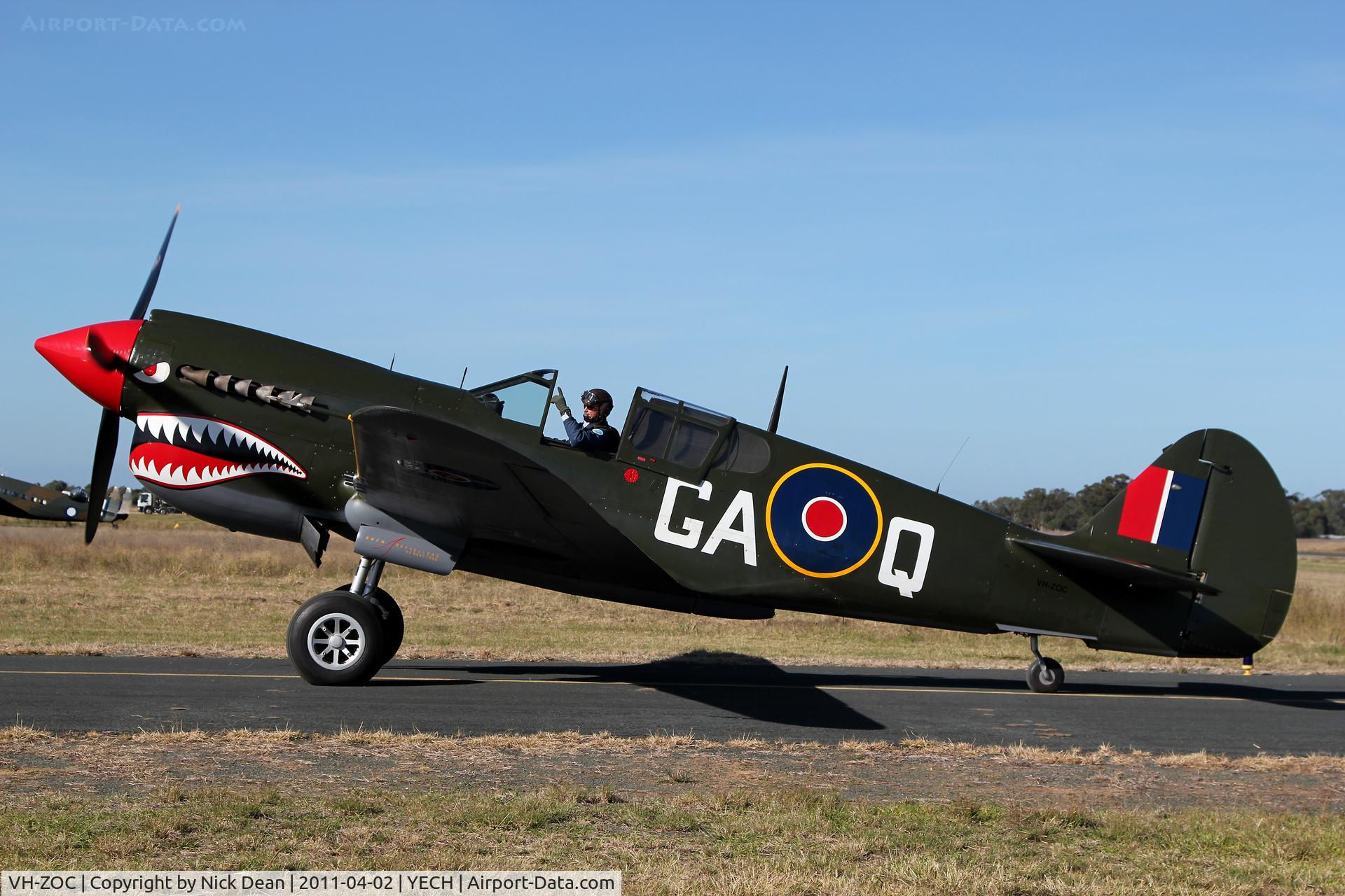 VH-ZOC, 1943 Curtiss Wright P-40N Warhawk C/N 28449, YECH AAAA National fly in 2011