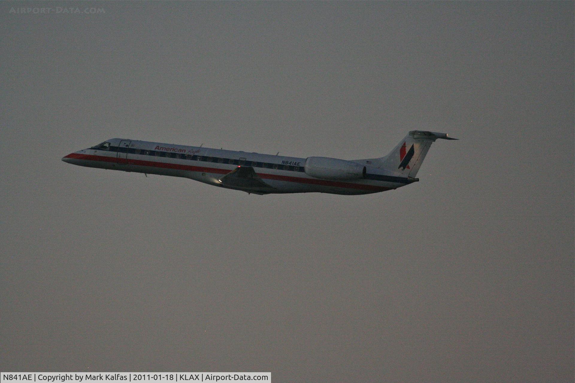 N841AE, 2002 Embraer ERJ-140LR (EMB-135KL) C/N 145667, American Eagle  Embraer EMB-135KL, EGF3051 departing RWY 25R KLAX, enroute to KSLC.