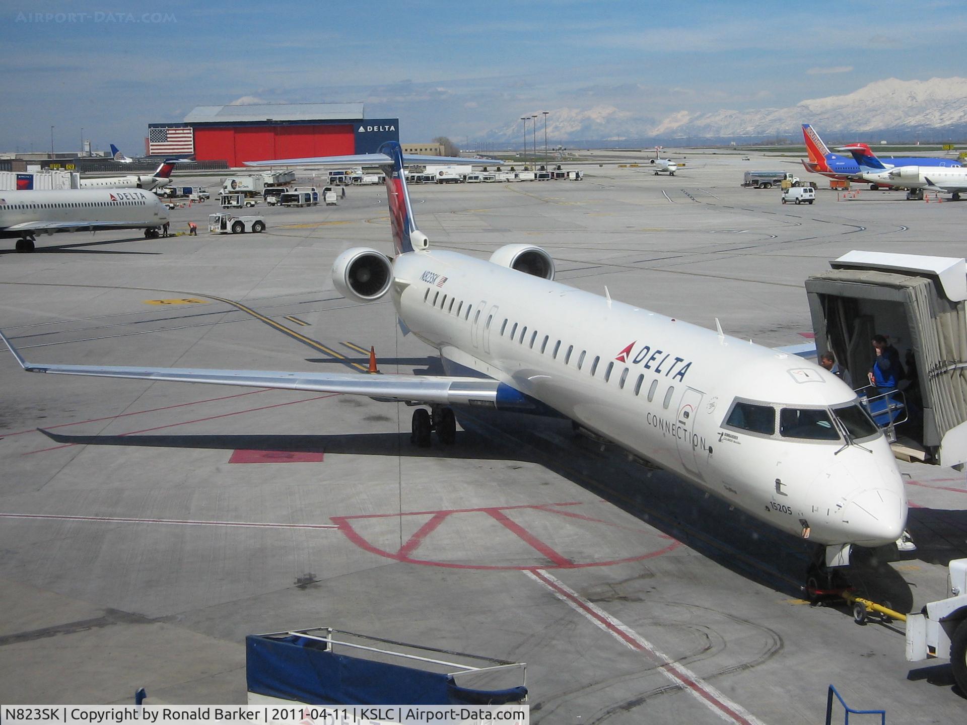 N823SK, 2008 Bombardier CRJ-900ER (CL-600-2D24) C/N 15205, N823SK at SLC