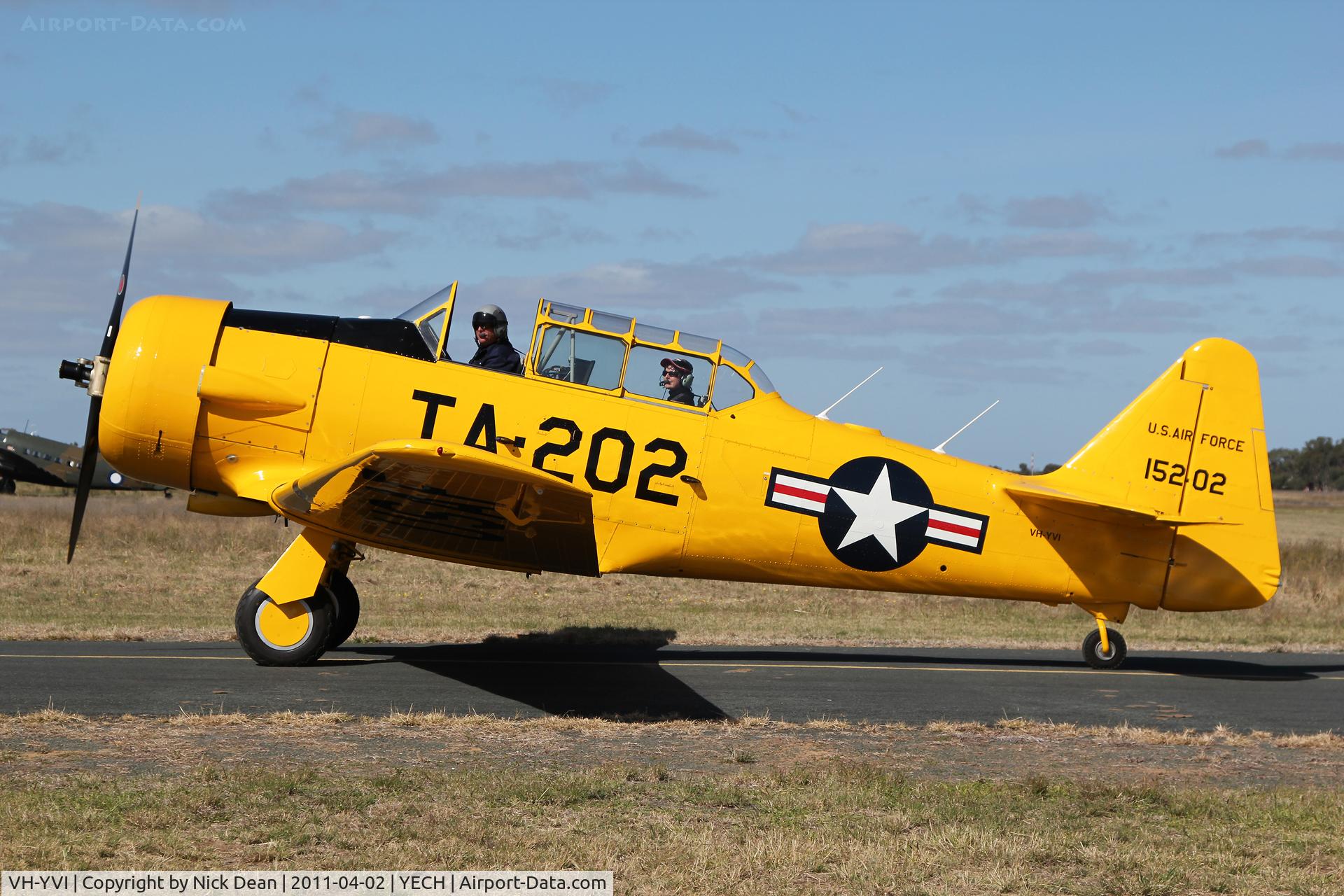 VH-YVI, 1951 North American AT-6G Texan C/N 188-065, YECH AAAA National fly in 2011