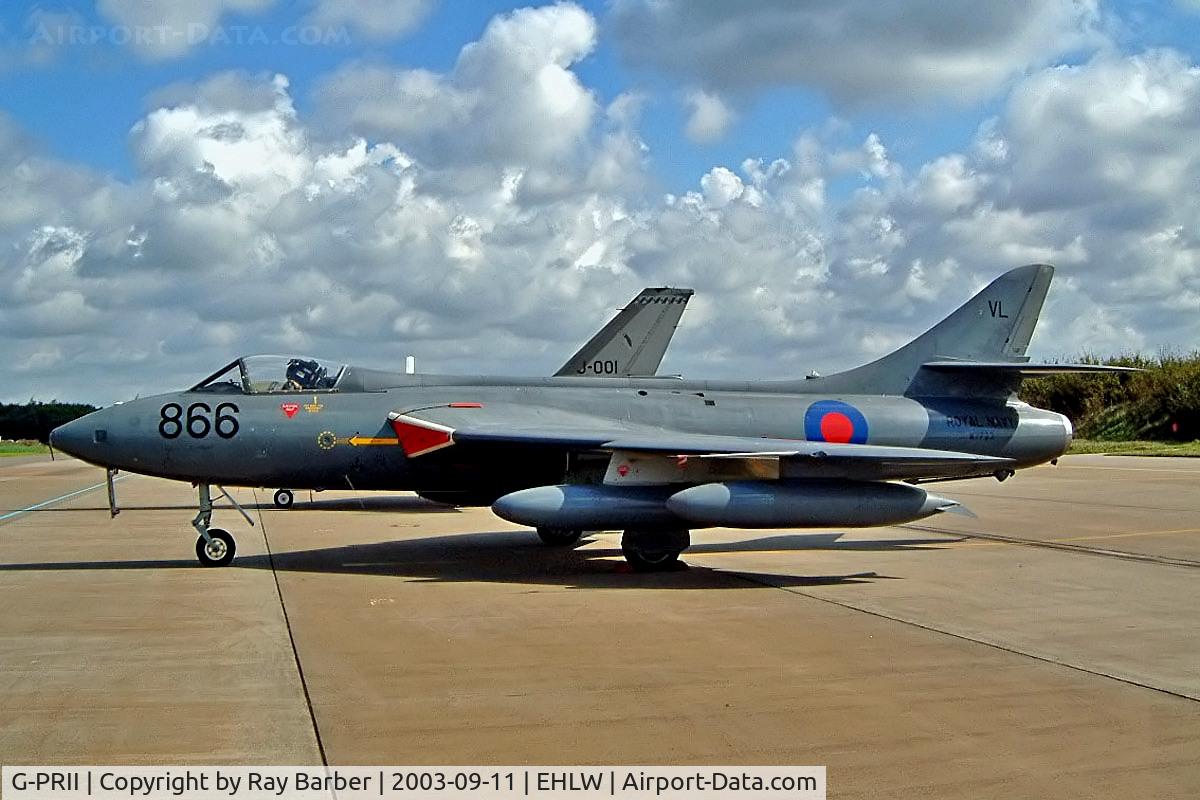 G-PRII, 1955 Hawker Hunter PR.11 C/N 41H-670690, Hawker Hunter PR.11 [41H/670690] Leeuwarden~PH 11/09/2003. Wearing former military marks WT723.