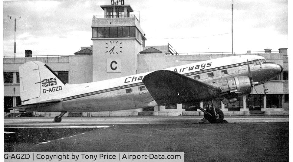 G-AGZD, 1944 Douglas C-47 Dakota 3 C/N 12450, DC3 of Channel Airways ( Ex BEA) at Shoreham Airport,  Sussex , UK in around 1956