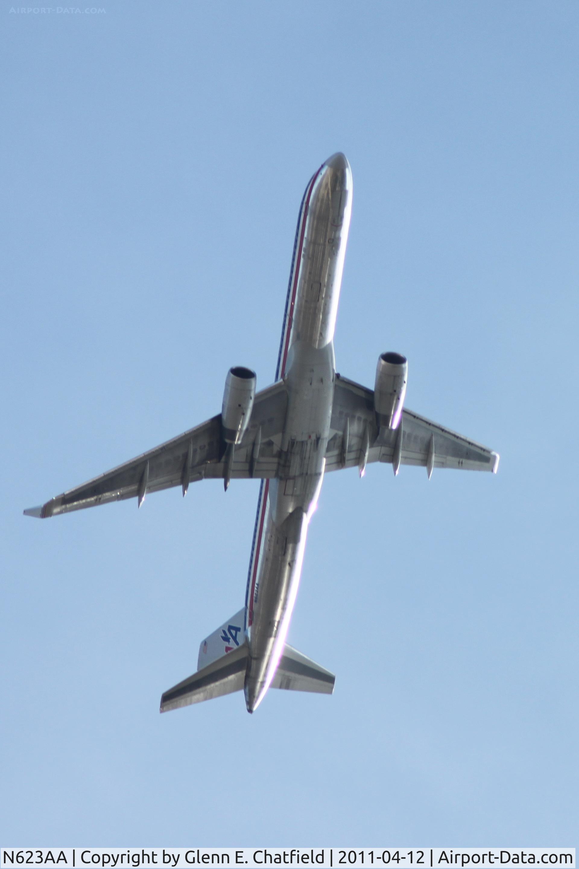 N623AA, 1990 Boeing 757-223 C/N 24581, Flying over Morton Arboretum, Lisle, IL on approach to land O'Hare