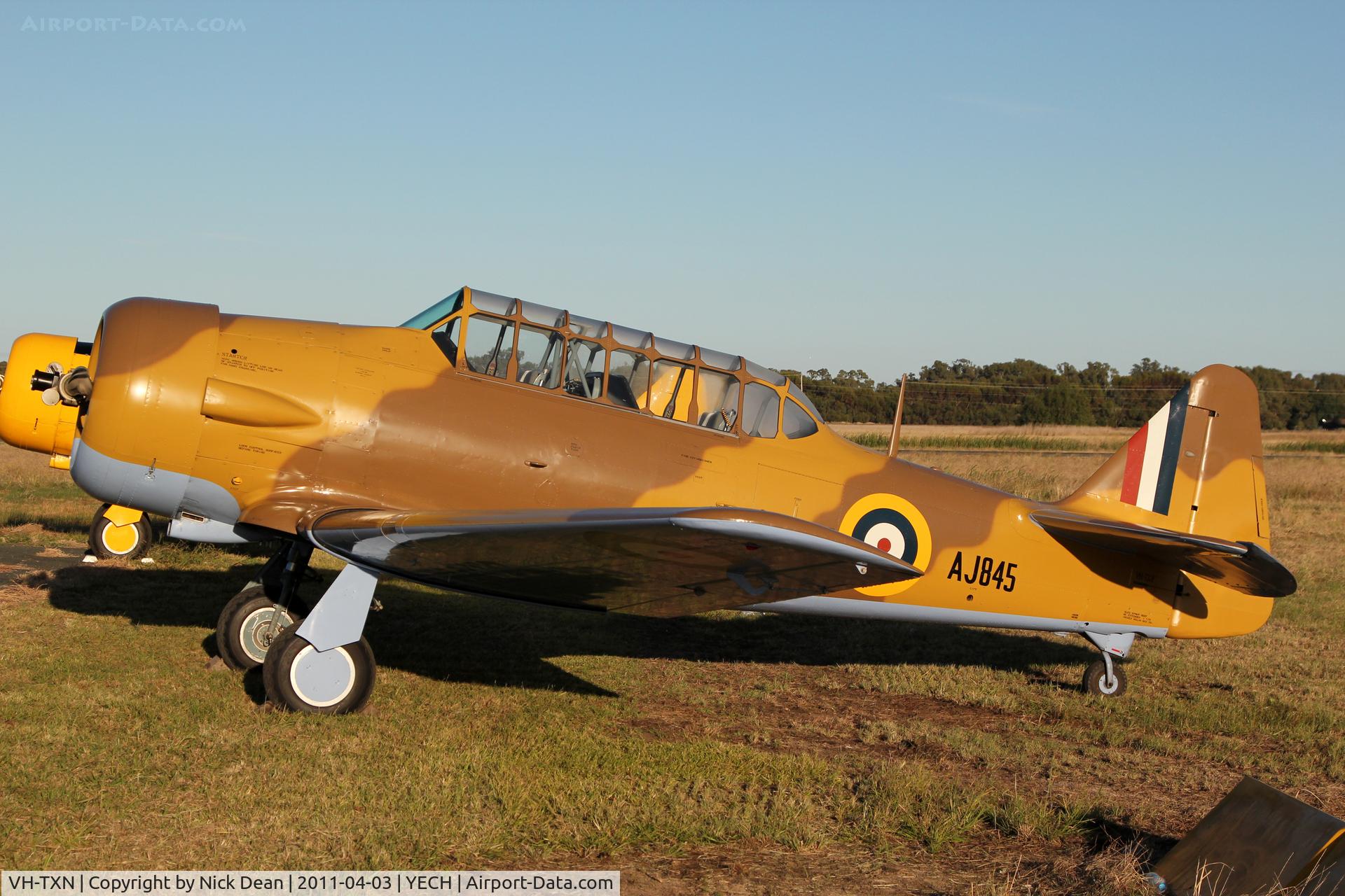 VH-TXN, 1943 Noorduyn AT-16 Harvard IIB C/N 14A-1106, YECH AAAA National fly in 2011