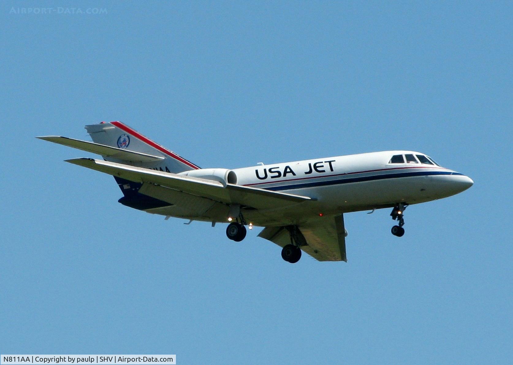 N811AA, 1968 Dassault Falcon (Mystere) 20D C/N 187, Landing at Shreveport Regional.