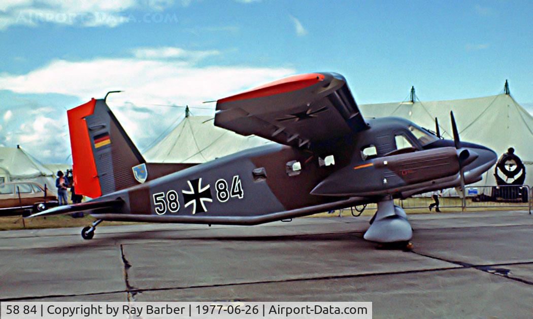 58 84, 1973 Dornier Do-28D-2 Skyservant C/N 4159, Dornier Do.28D-2 Skyservant [4159] RAF Greenham Common~G 26/06/1977. Taken from a slide.