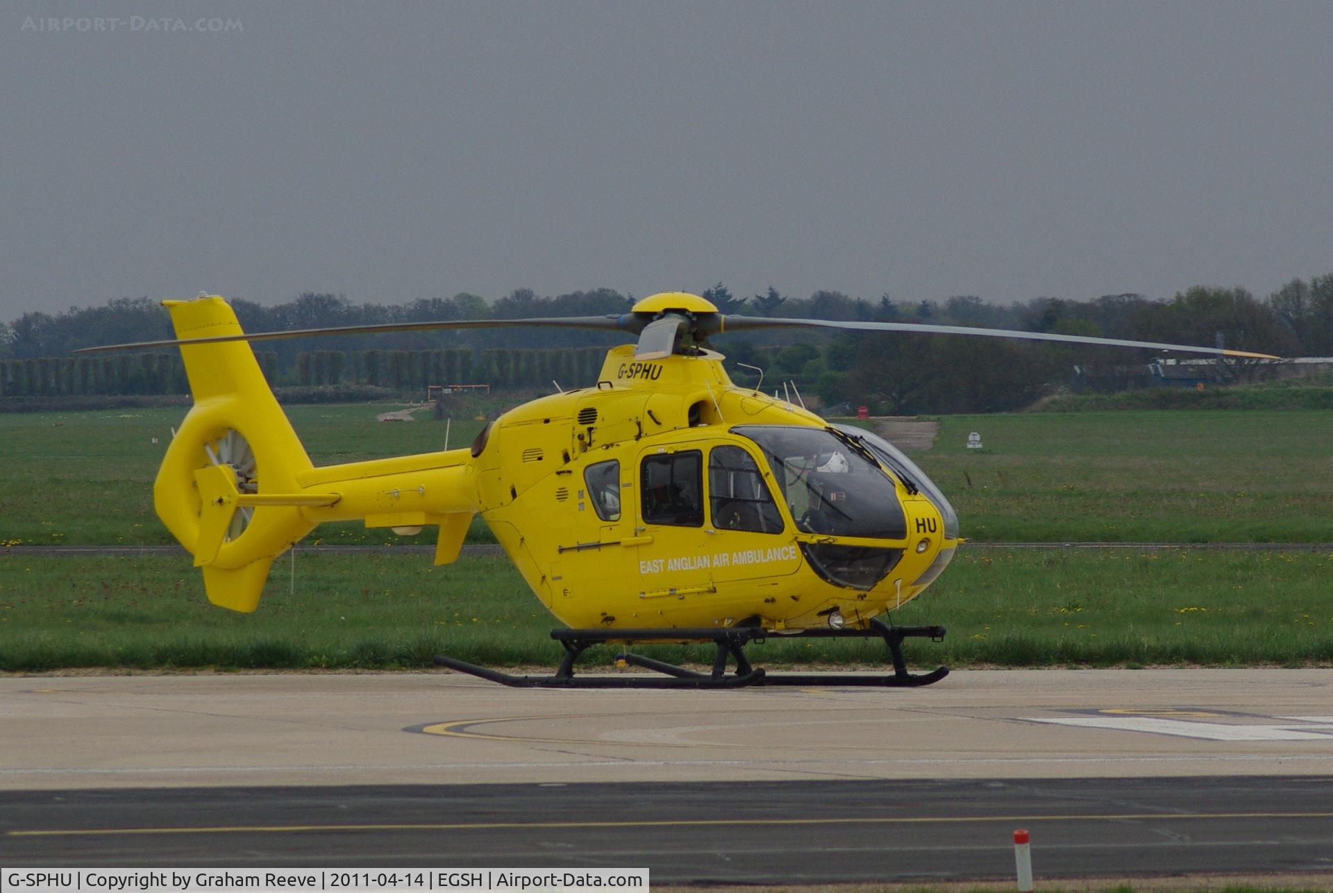 G-SPHU, 2002 Eurocopter EC-135T-2 C/N 0245, Parked at Norwich.