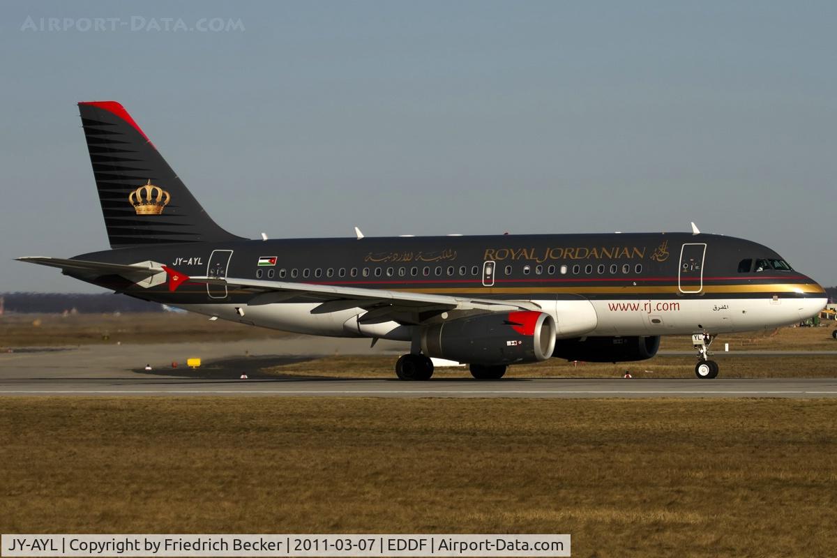 JY-AYL, 2008 Airbus A319-132 C/N 3428, line up for departure via RW18W