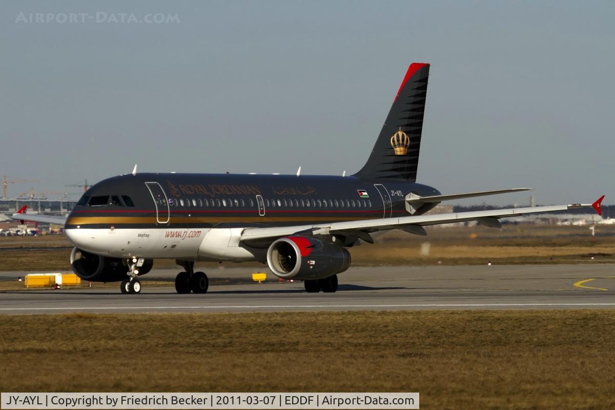 JY-AYL, 2008 Airbus A319-132 C/N 3428, line up for departure via RW18W