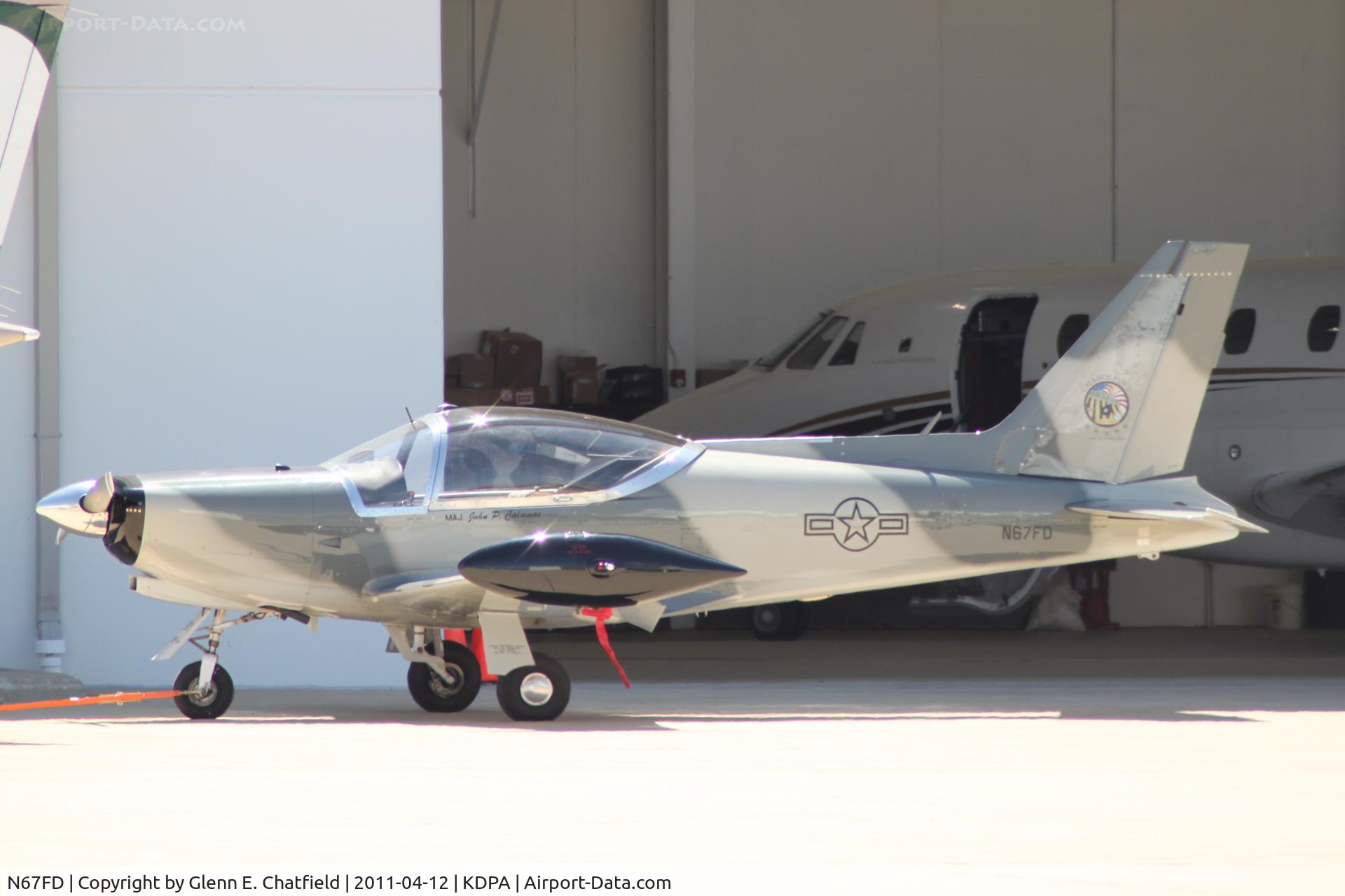 N67FD, 1984 SIAI-Marchetti F-260C C/N 728, Photographed through a chain-link fence!