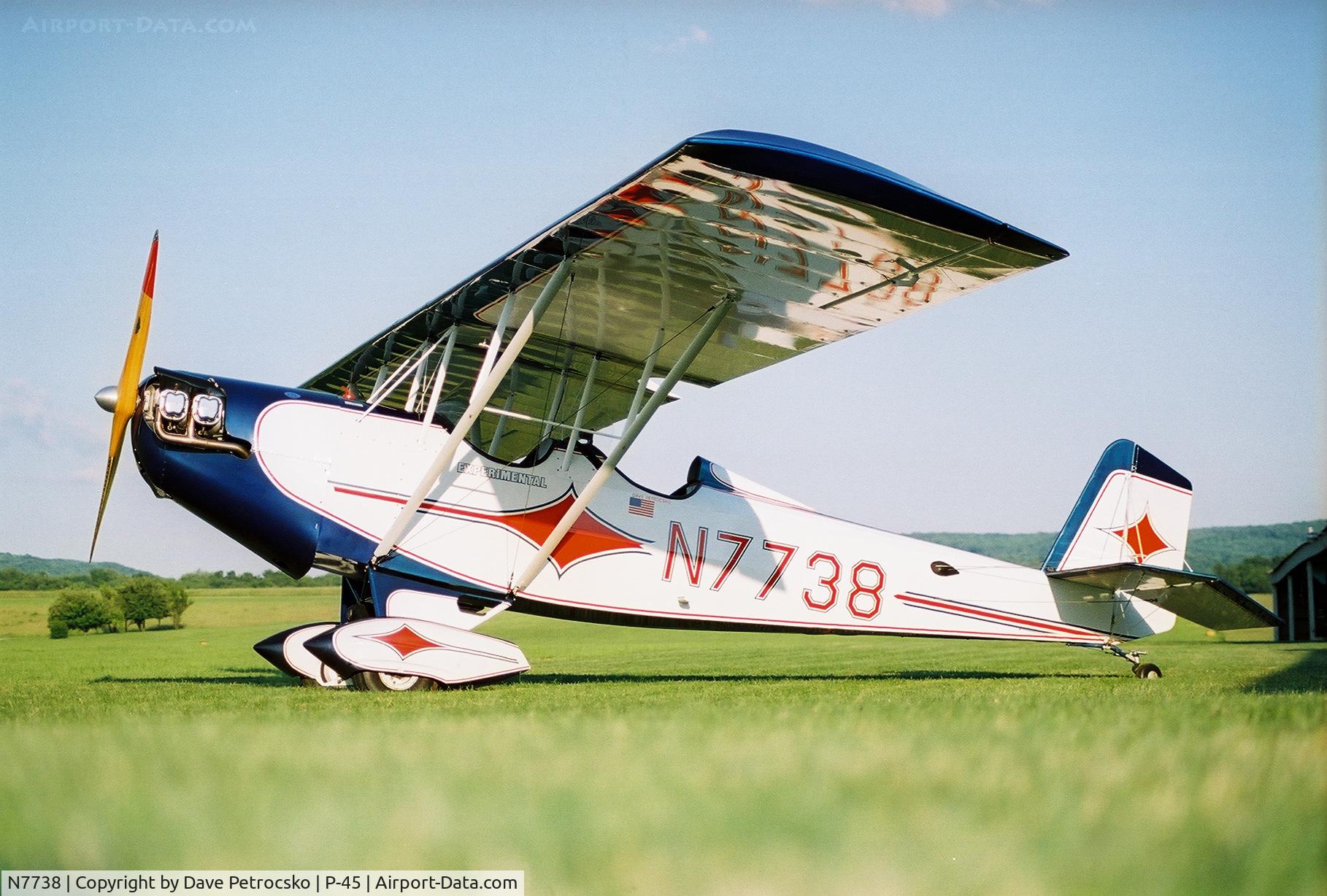 N7738, 1974 Pietenpol Air Camper C/N 72-2, Continental a65-8 cruises 84 m.p.h