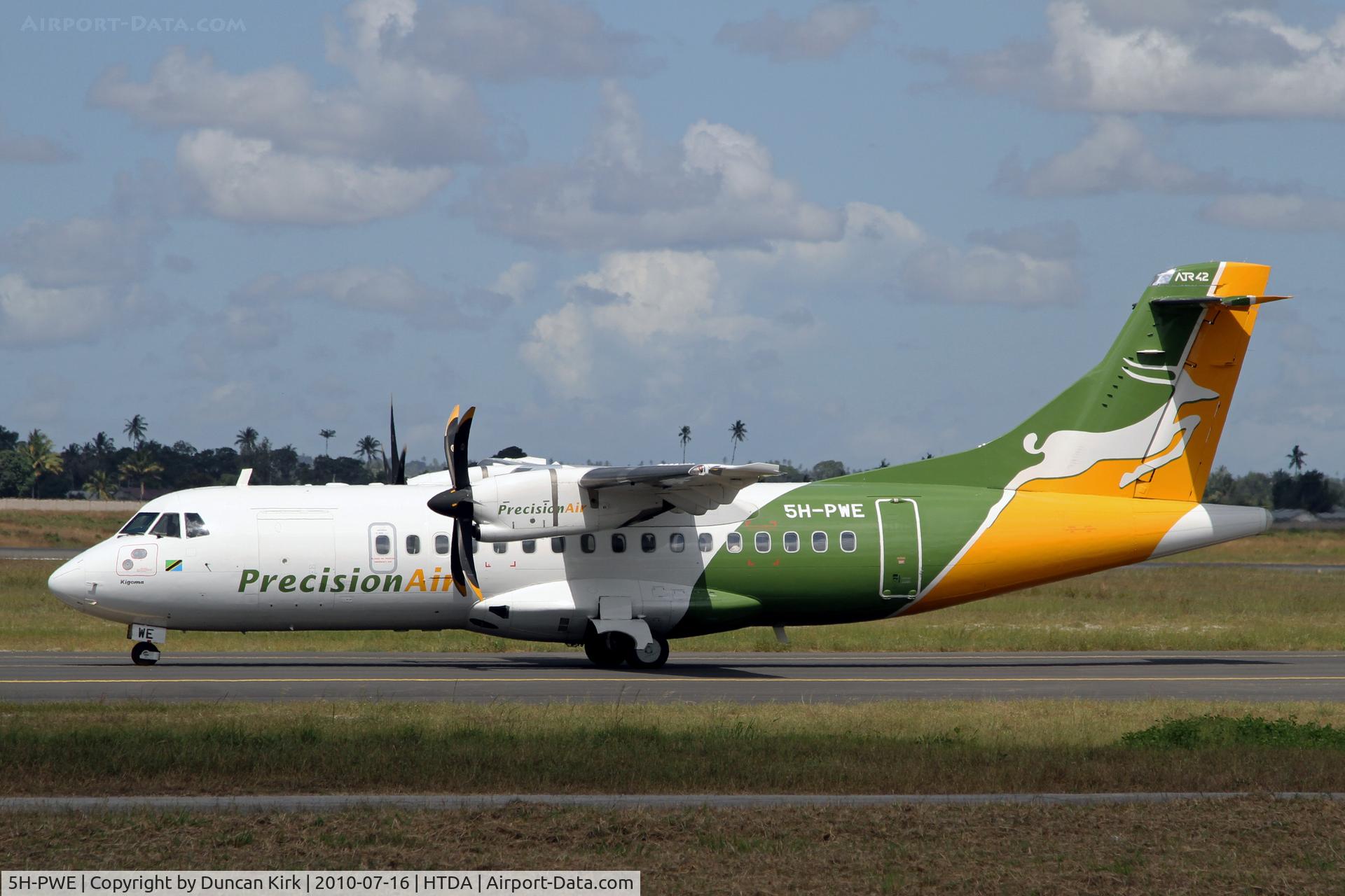 5H-PWE, 2010 ATR 42-500 C/N 815, Taxiing in at Dar Es Salaam