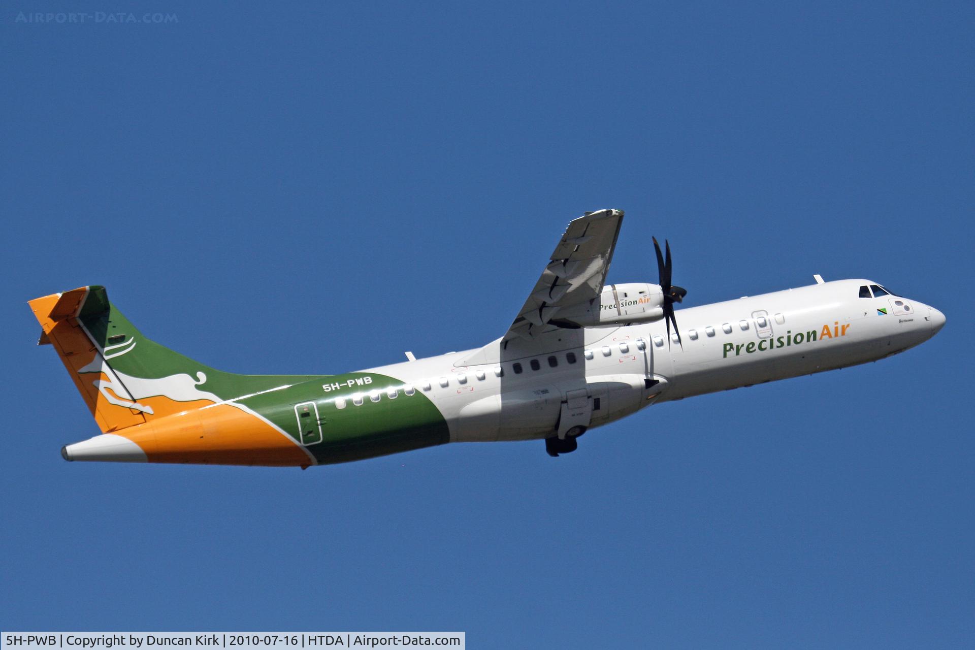 5H-PWB, 2008 ATR 72-212A C/N 834, Wheels up at Dar Es Salaam