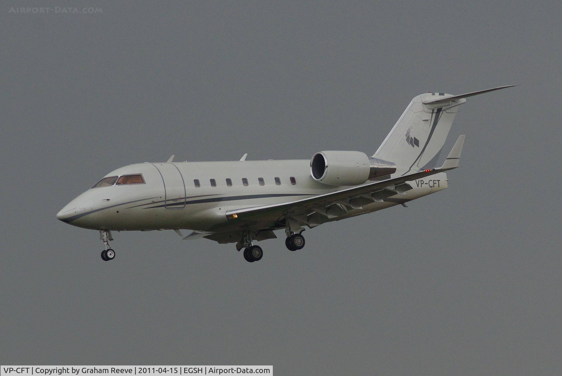 VP-CFT, 1990 Canadair Challenger 601-3A (CL-600-2B16) C/N 5067, About to touch down.