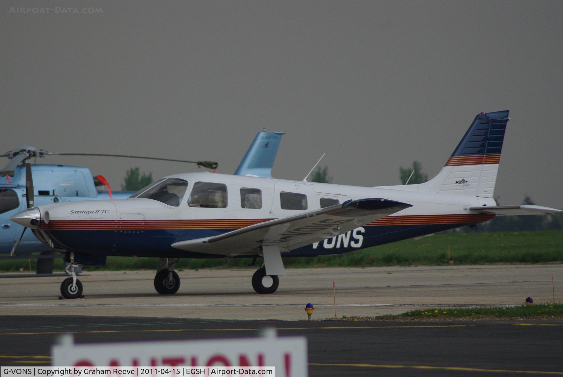 G-VONS, 2000 Piper PA-32R-301T Saratoga II TC Turbo Saratoga C/N 3257155, Parked at Norwich.
