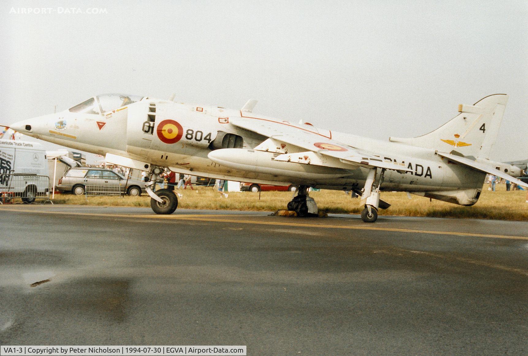 VA1-3, Hawker Siddeley AV-8S Matador C/N 712184, AV-8S Matador of Esquadron 008 of the Spanish Navy on display at the 1994 Intnl Air Tattoo at RAF Fairford.