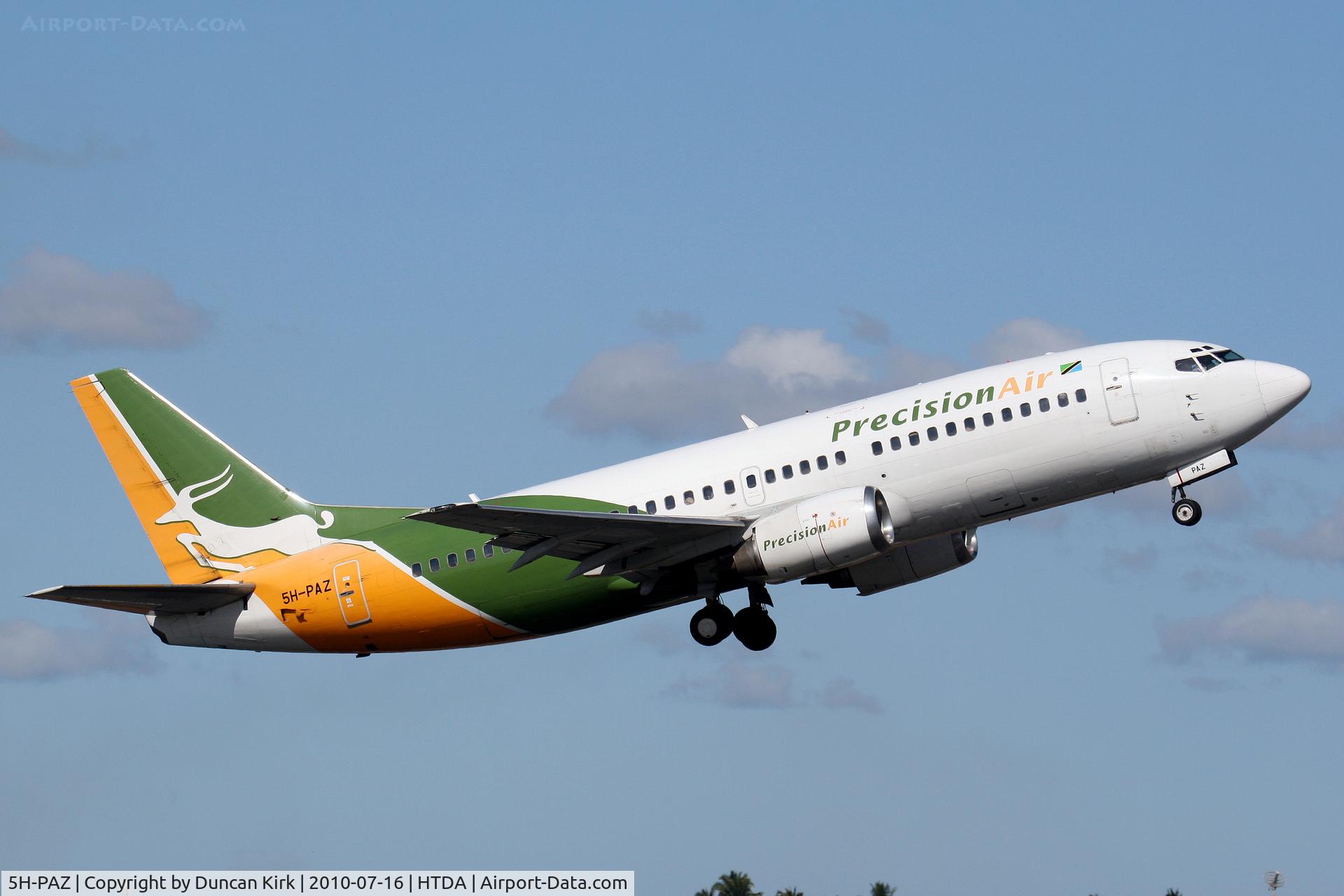 5H-PAZ, 1990 Boeing 737-3Y0 C/N 24770, Nice Dar Es Salaam departure shot