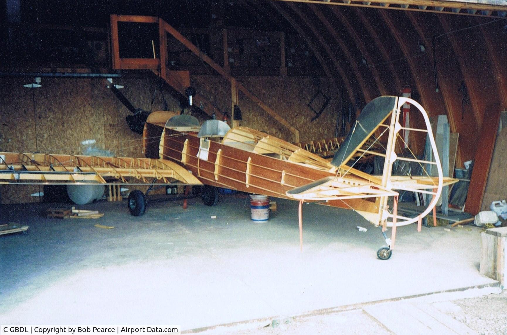 C-GBDL, 1998 Pearce SKYBABY II C/N 001, pre cover assembly for preliminary weight and balance in my shop at Mortlach Saskatchewan