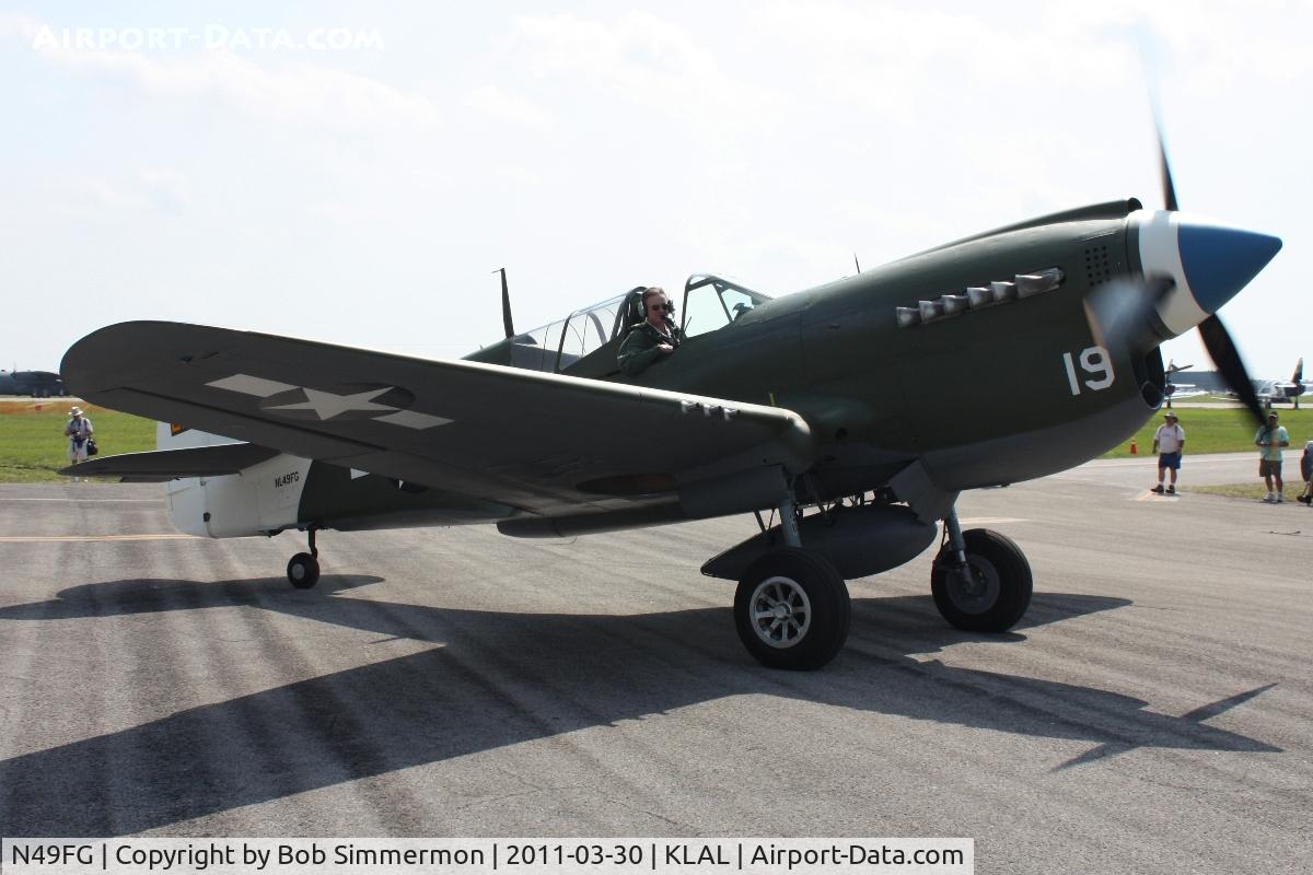 N49FG, 1943 Curtiss P-40N Warhawk C/N 29623, Arriving at Sun N Fun 2011 - Lakeland, FL
