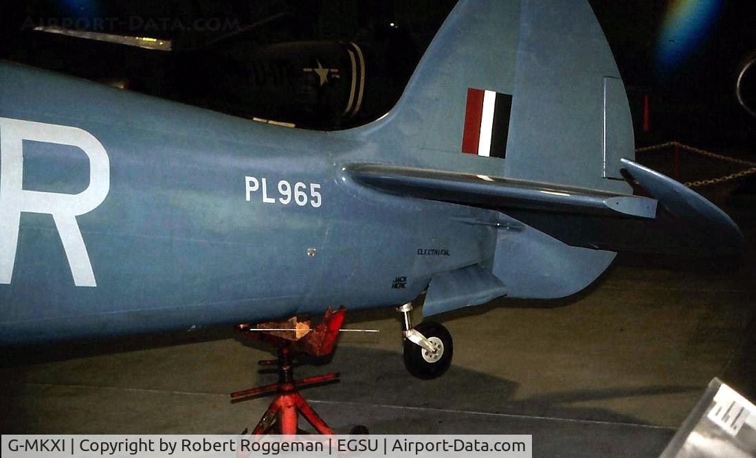 G-MKXI, 1944 Supermarine 365 Spitfire PR.XI C/N 6S/504719, G-MKXI R in PRU blue.OFMC 1995.