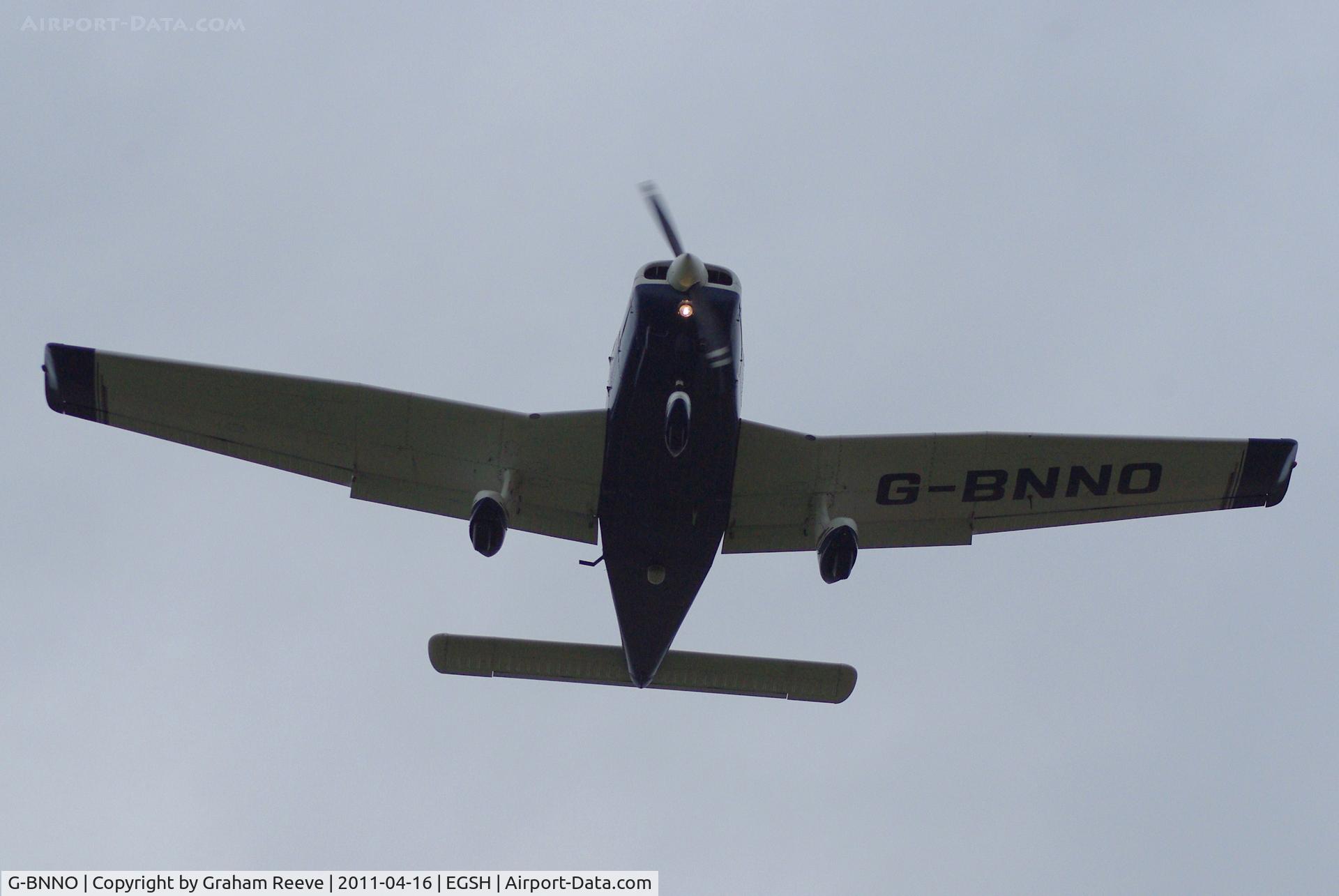G-BNNO, 1981 Piper PA-28-161 Cherokee Warrior II C/N 28-8116099, About to touch down.