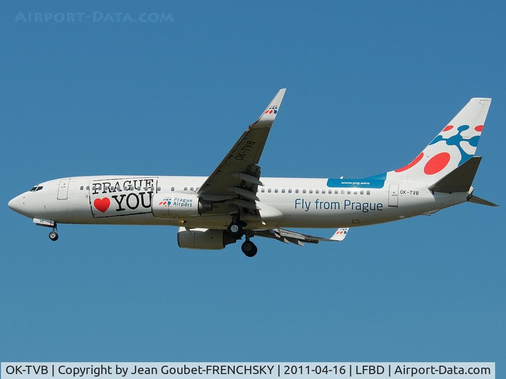 OK-TVB, 2001 Boeing 737-8CX C/N 32362, QS238 TFS/BOD landing 23