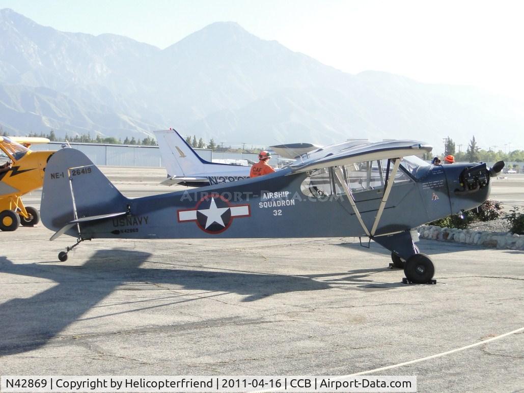 N42869, 1945 Piper J3C-65 Cub Cub C/N 15196, Parked for display