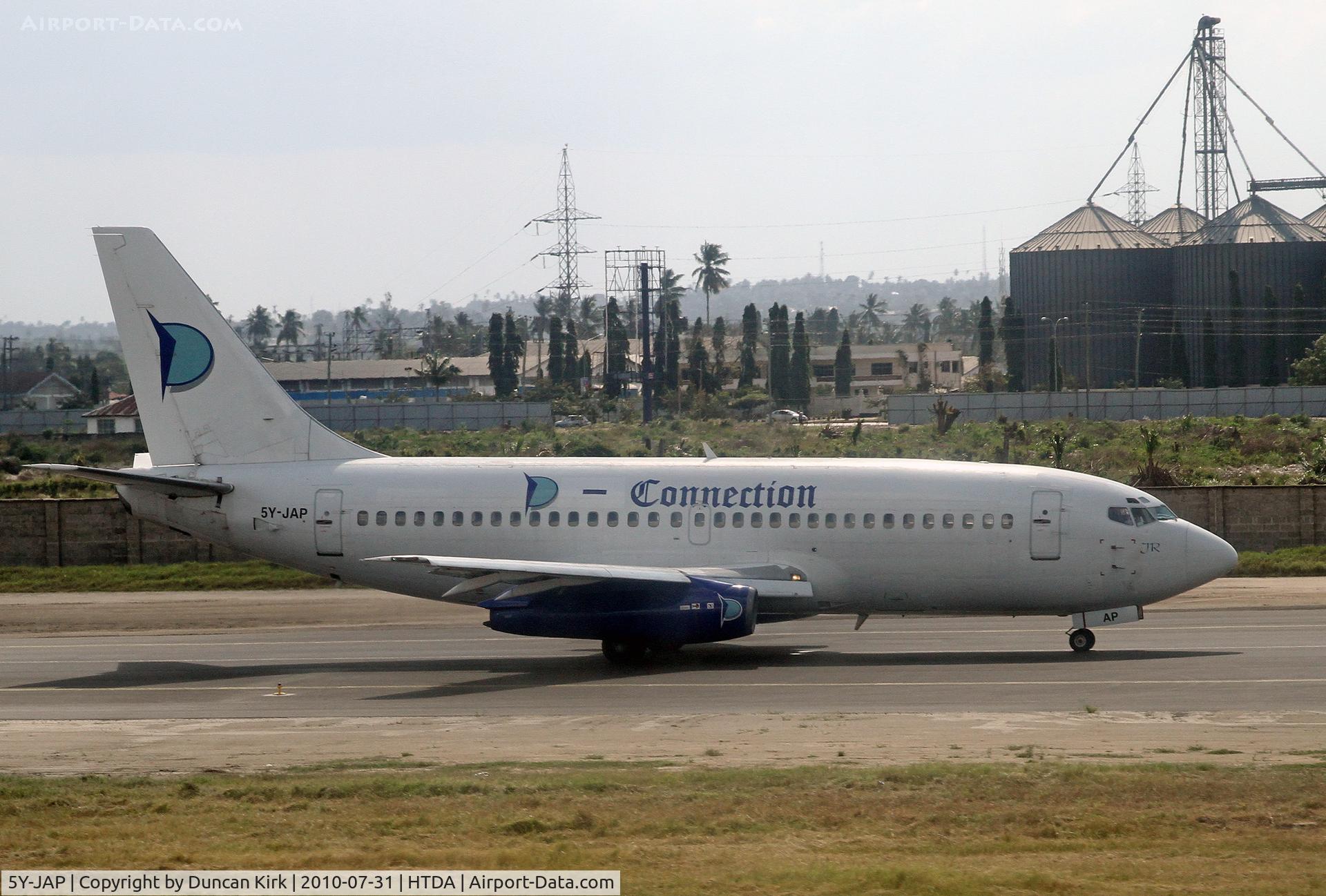 5Y-JAP, 1975 Boeing 737-229C C/N 20915, Taken through the aircraft window while landing.