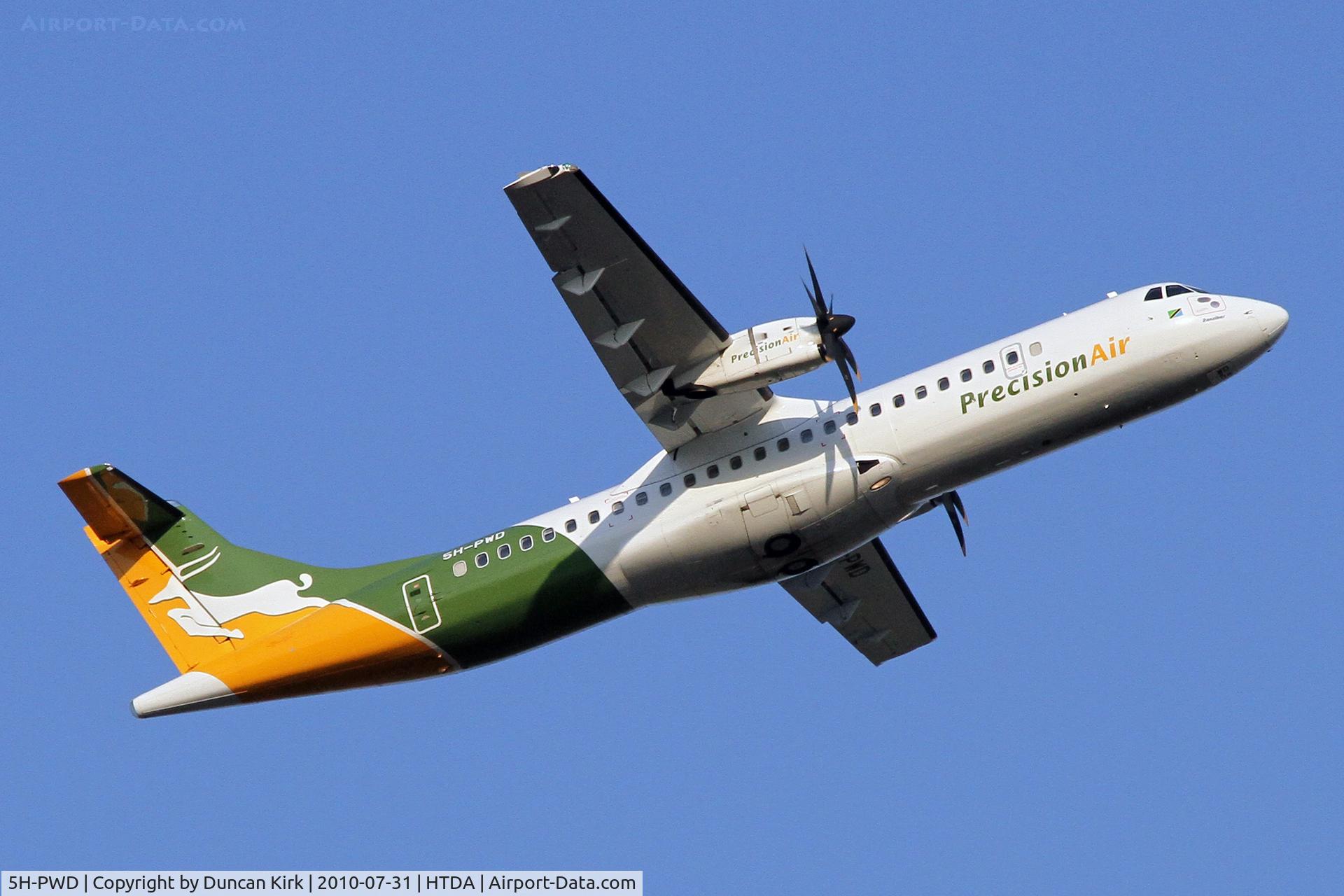 5H-PWD, 2009 ATR 72-212A C/N 880, Climbing out of Dar Es Salaam