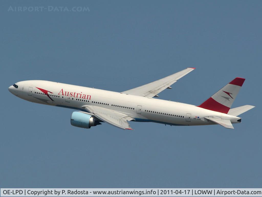 OE-LPD, 2006 Boeing 777-2Z9/ER C/N 35960, Climbing out after Take off RWY 29