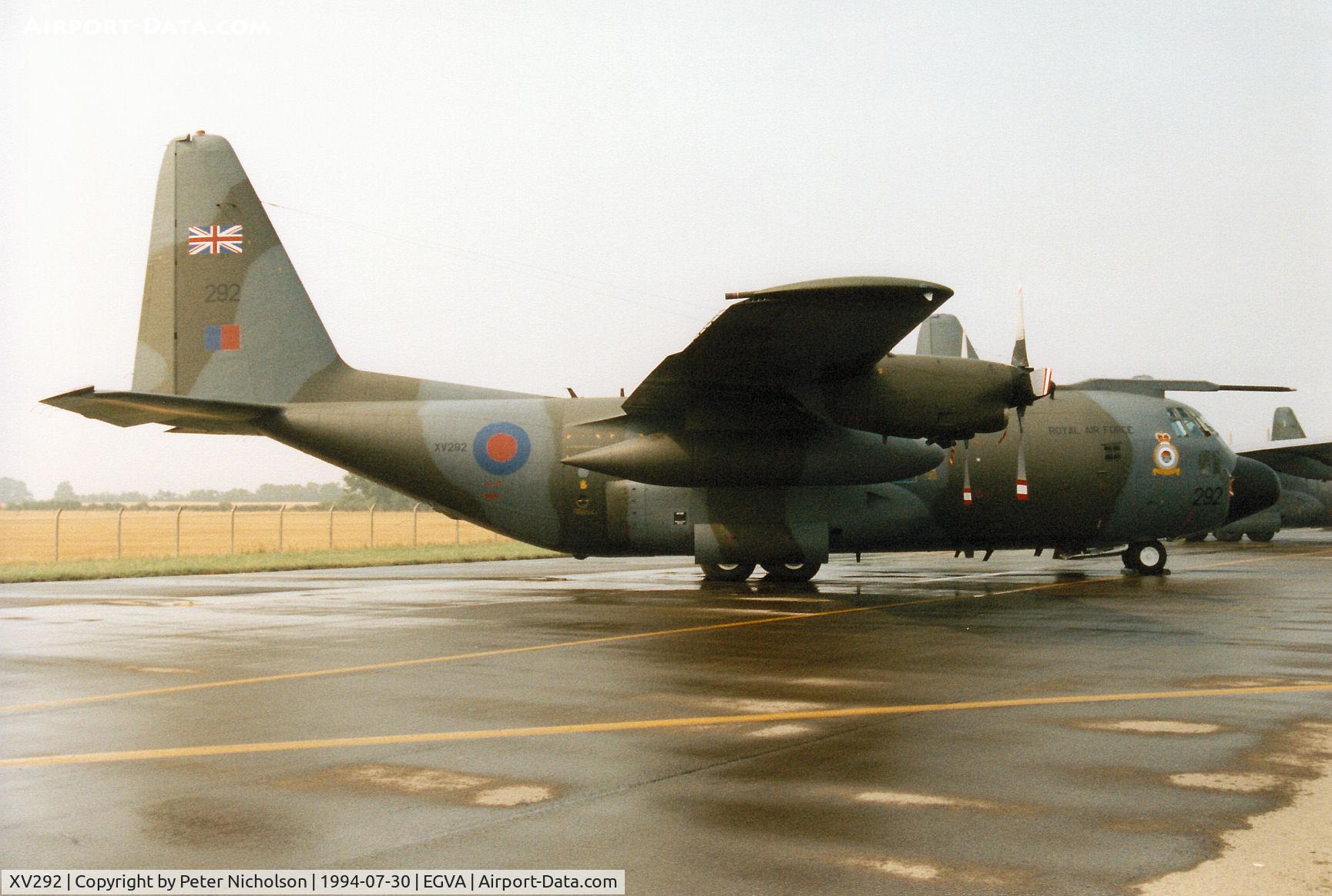 XV292, 1967 Lockheed C-130K Hercules C.1 C/N 382-4257, Hercules C.1, callsign Ascot 951, of the Lyneham Transport Wing on display at the 1994 Intnl Air Tattoo at RAF Fairford.