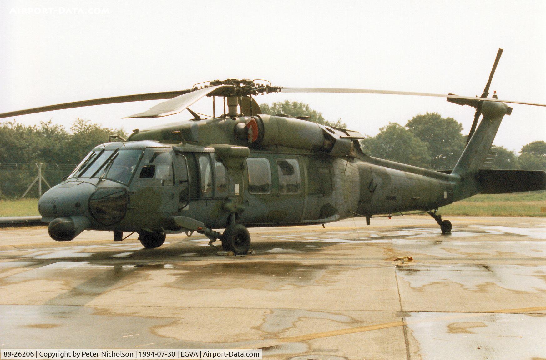 89-26206, 1989 Sikorsky HH-60G Pave Hawk C/N 70-1435, HH-60G Pave Hawk, callsign Jolly 21, of 56th Rescue Squadron then based at Naval Air Station Keflavik in Iceland on display at the 1994 Inntl Air Tattoo at RAF Fairford.