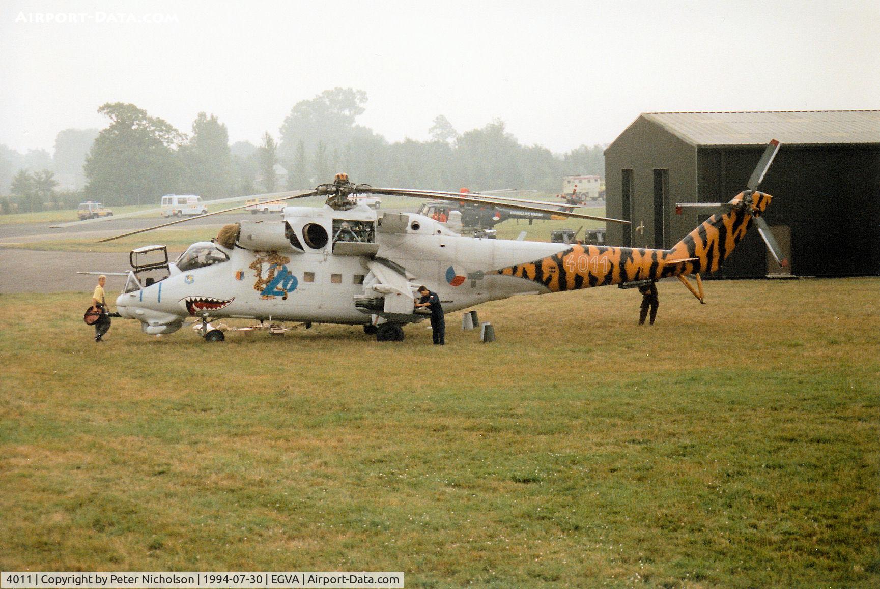 4011, Mil Mi-24V Hind E C/N 344011, Mil-24V Hind of the Czech Air Force at the 1994 Intnl Air Tattoo at RAF Fairford.